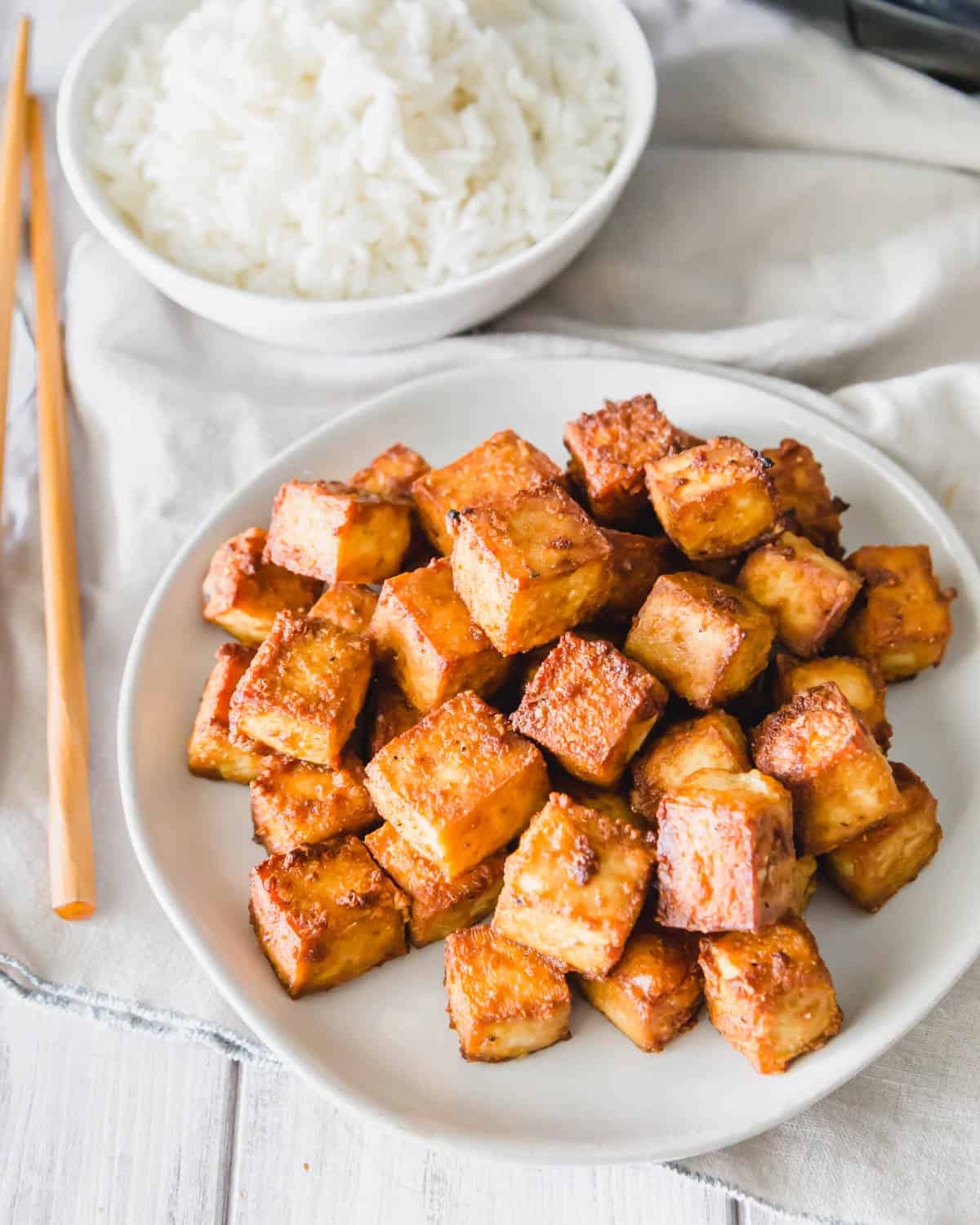 This air fryer tofu recipe results in the crispiest golden brown tofu in just 15 minutes!