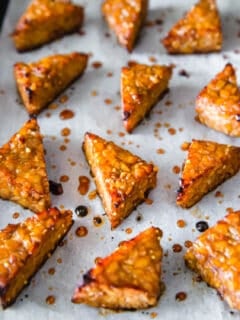 Oven baked marinated tempeh