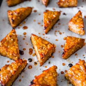 Oven baked marinated tempeh