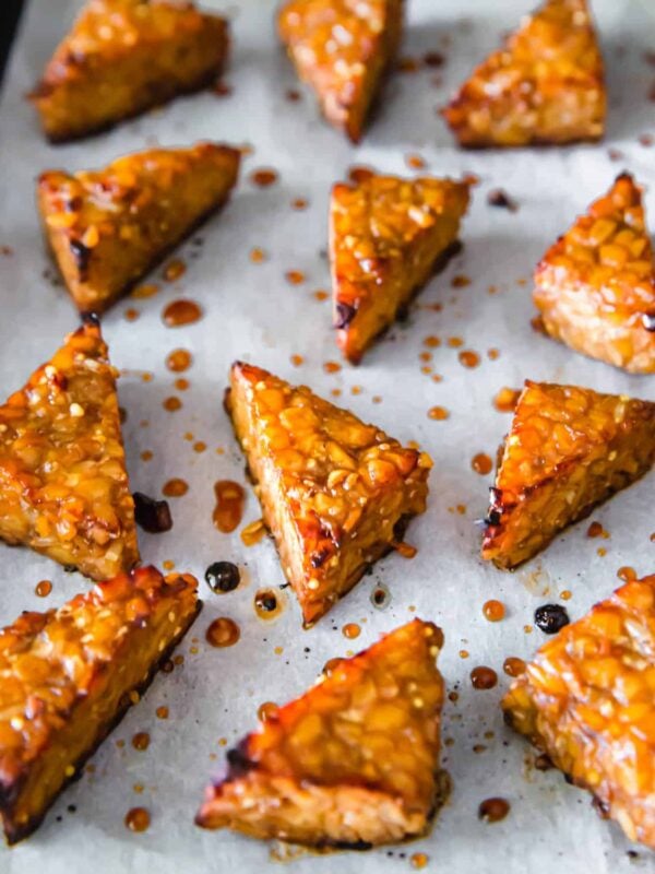 Oven baked marinated tempeh