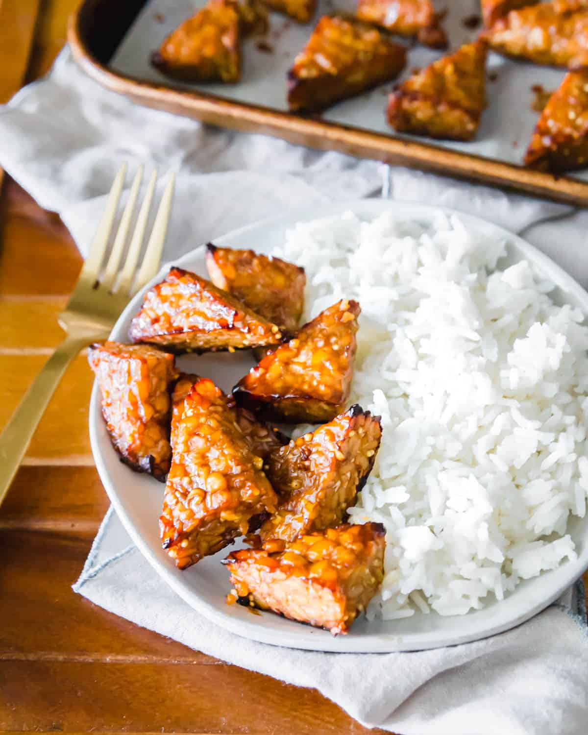 Easy baked tempeh with a simple 5 ingredient marinade.