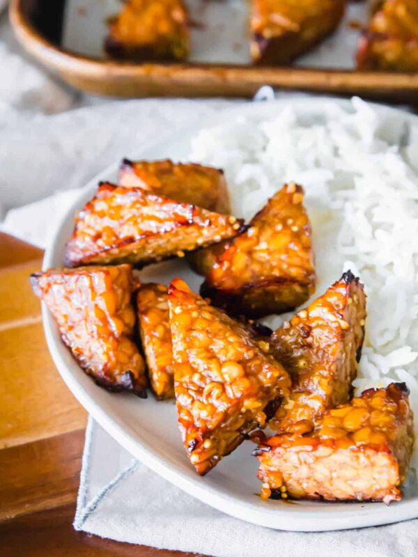 crispy golden marinated baked tempeh