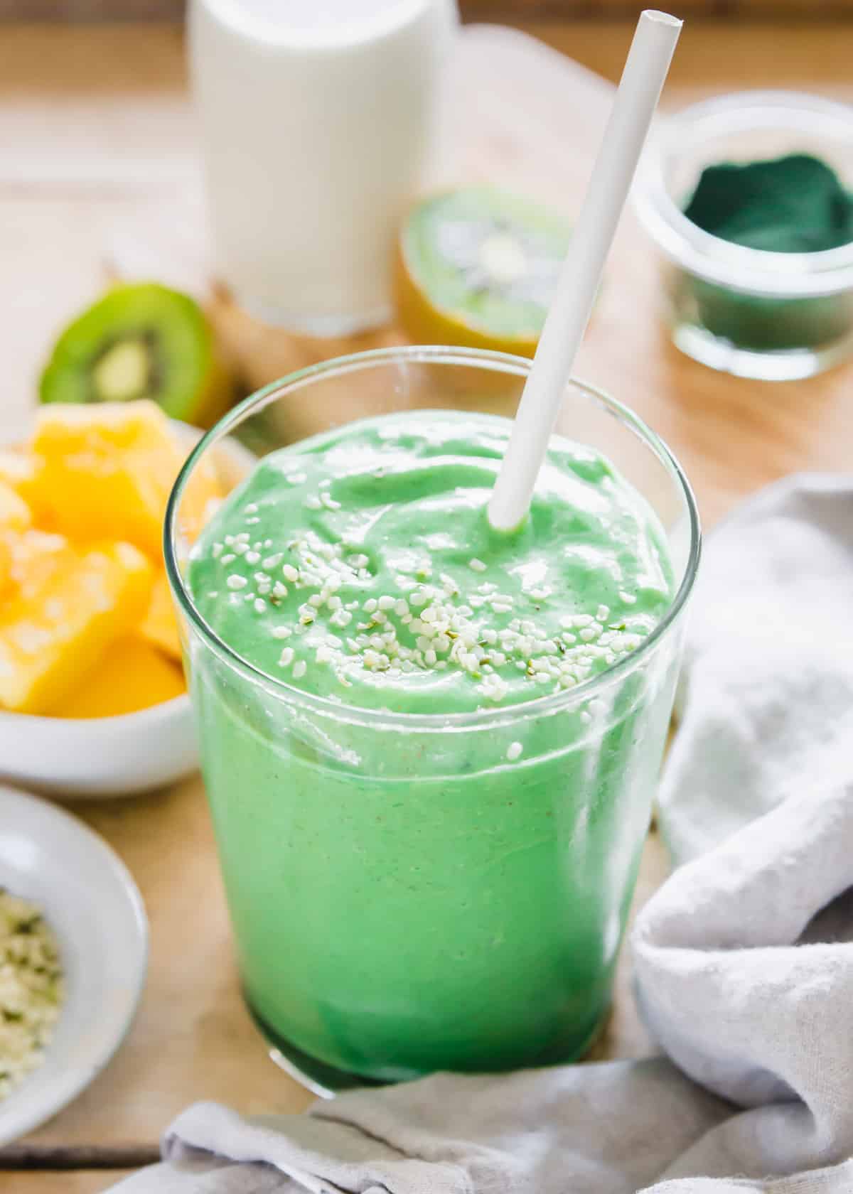 This easy spirulina smoothie is packed with plant fiber and nutrients and the perfect way to enjoy the blue-green algae in a delicious way. 