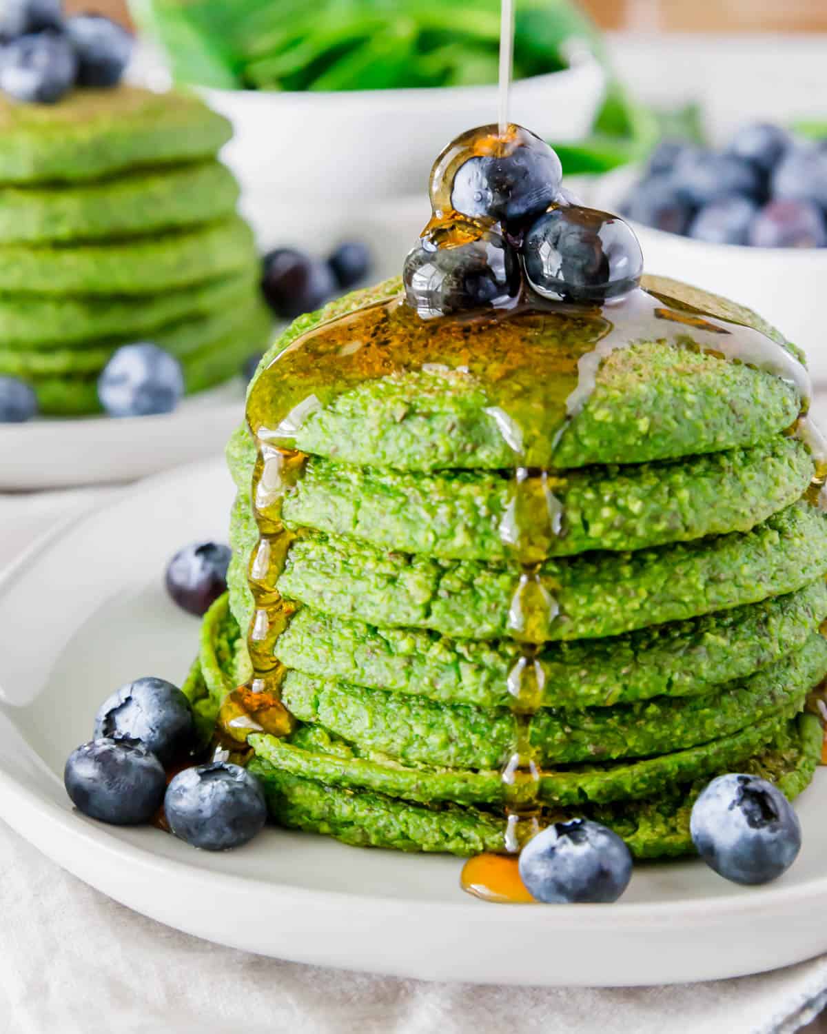 Spinach Pancakes - Naturally Green Pancakes with NO Food Coloring