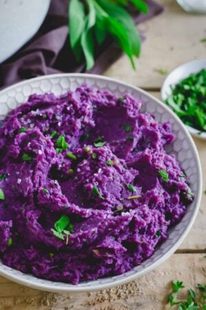 Slow Cooker Purple Mashed Potatoes with baby potatoes