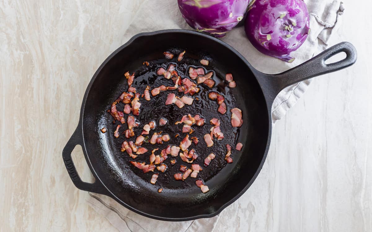 cooked bacon in a skillet