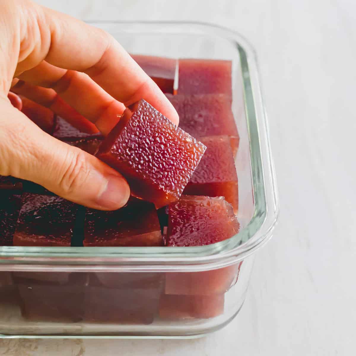 Tart cherry gelatin squares to help promote a restful and healthy night's sleep.