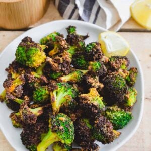 Crispy air fryer frozen broccoli.