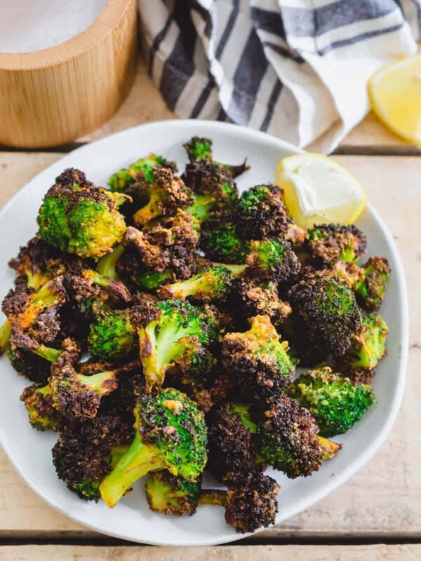 Crispy air fryer frozen broccoli.