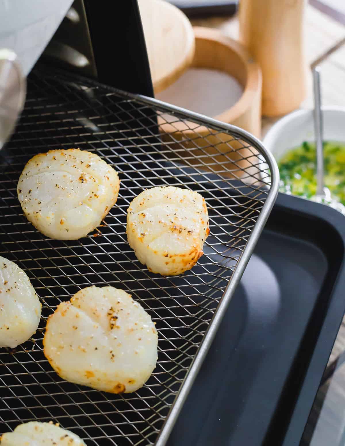 Cooked sea scallops in the air fryer.