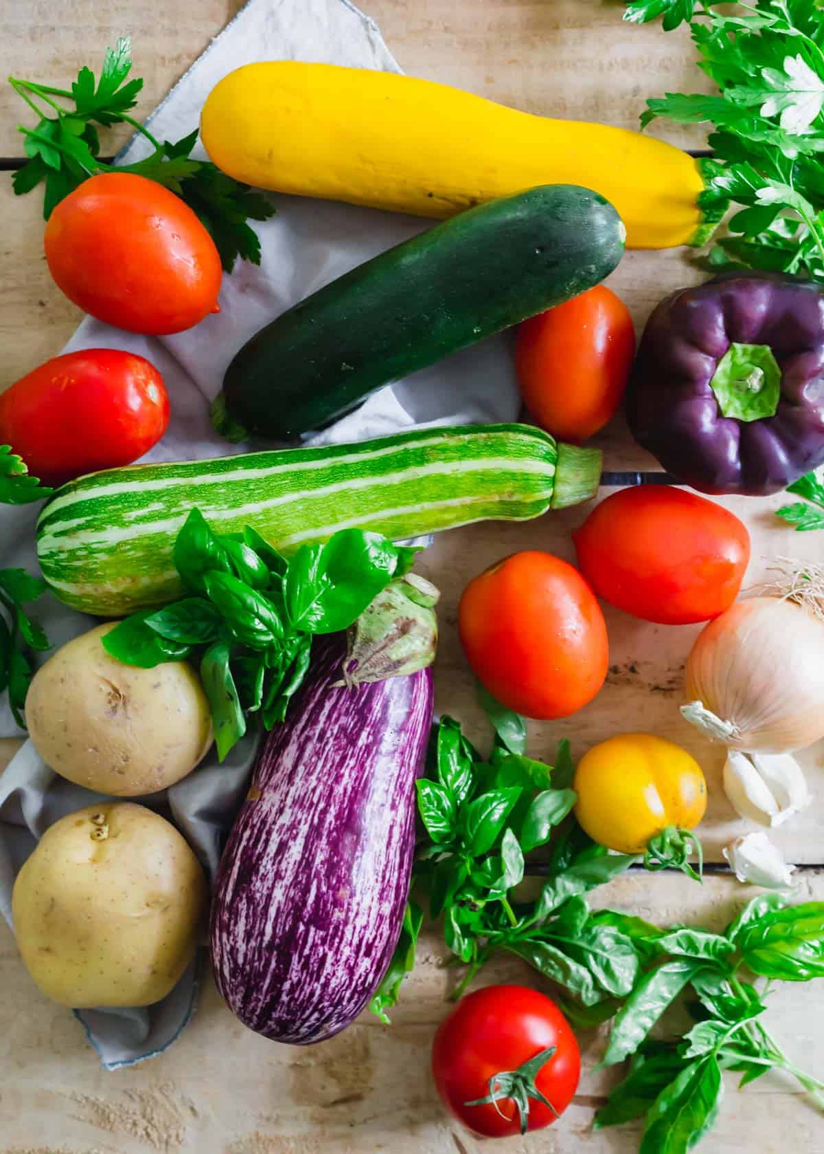 Summer vegetables to make Italian ciambotta (giambotta).