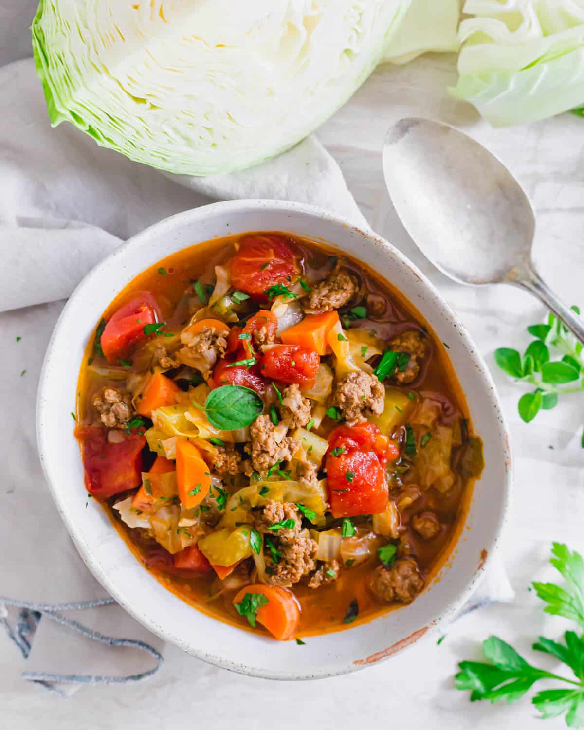 How to make cabbage soup in the Instant Pot with ground beef.