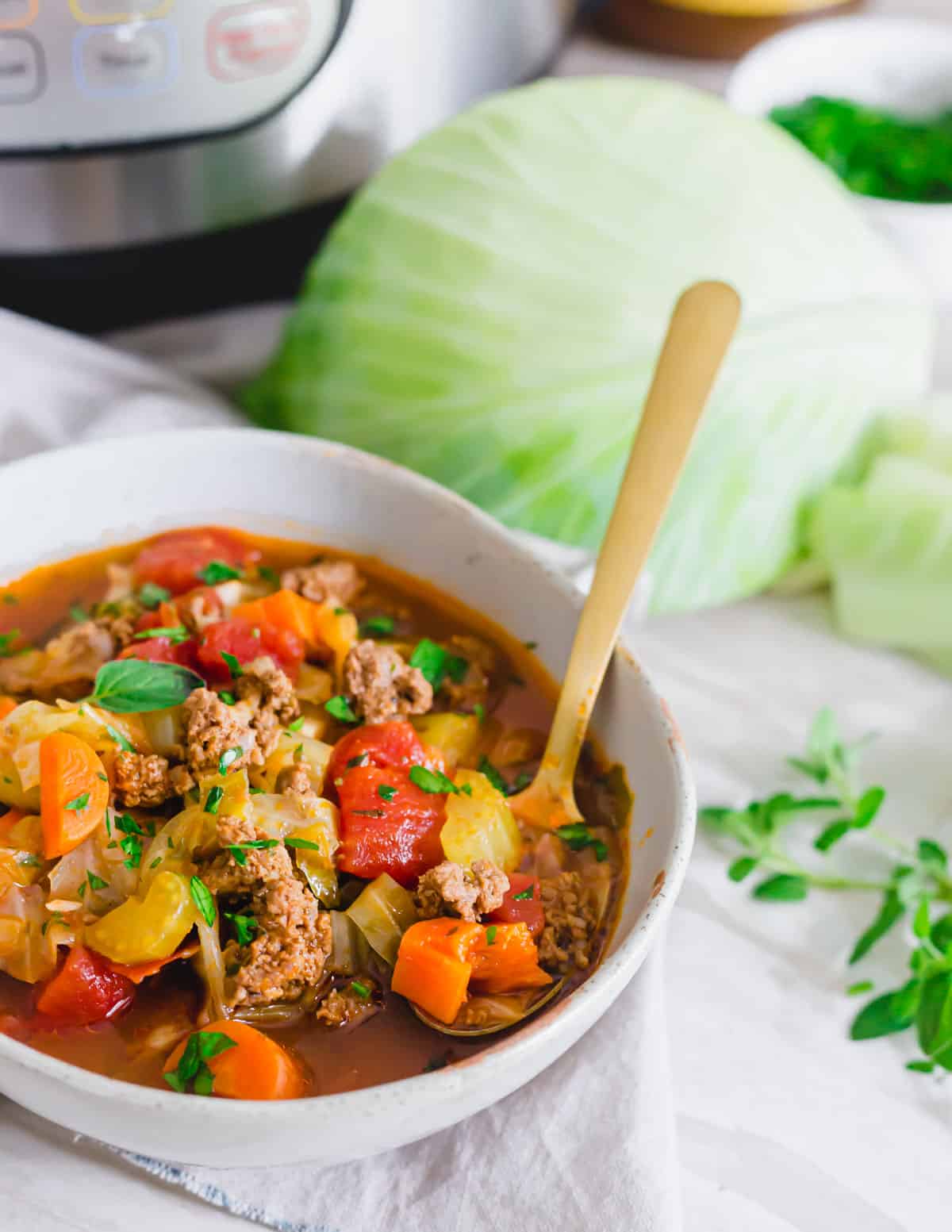 Instant Pot cabbage soup recipe.