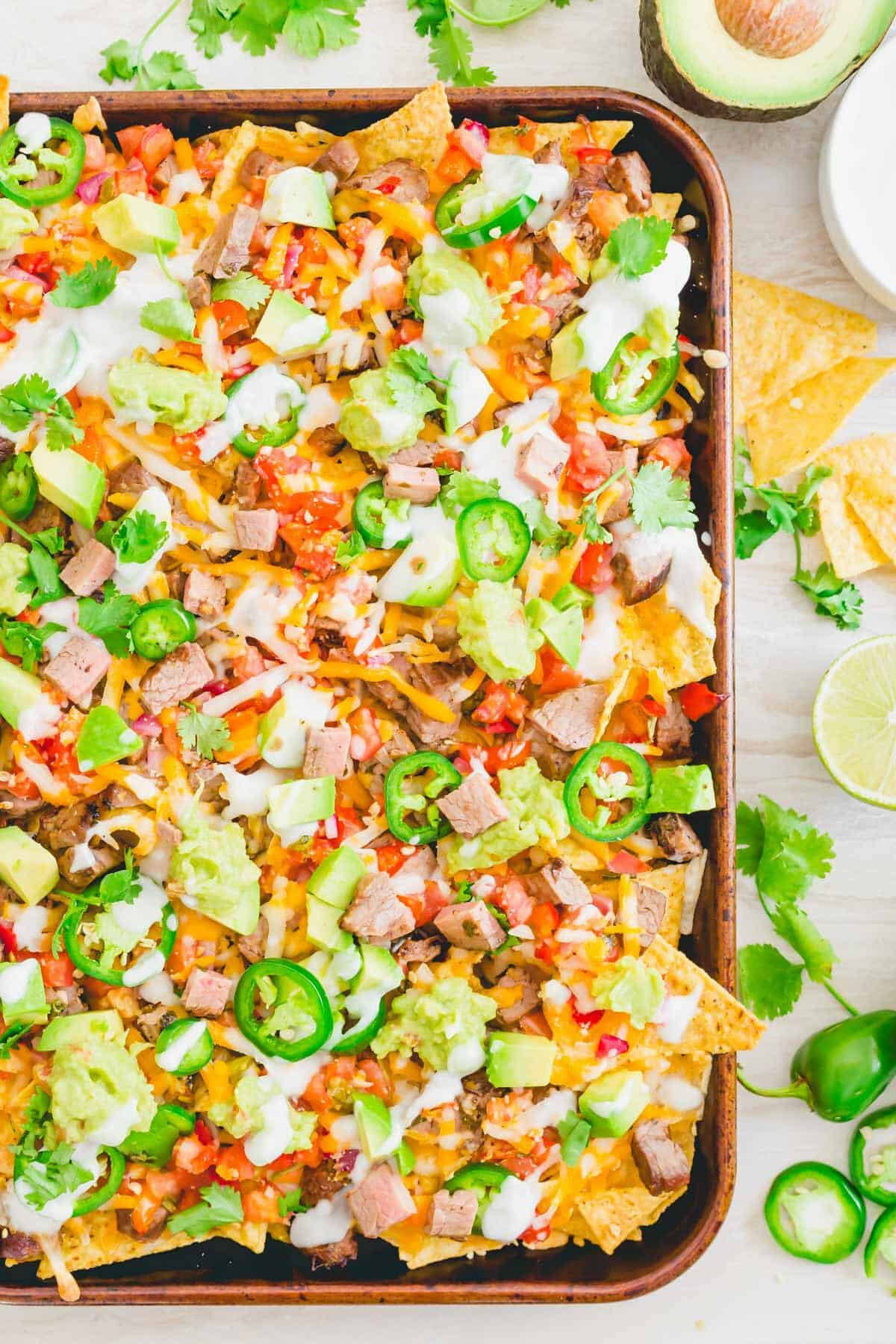 Carne asada nacho recipe.