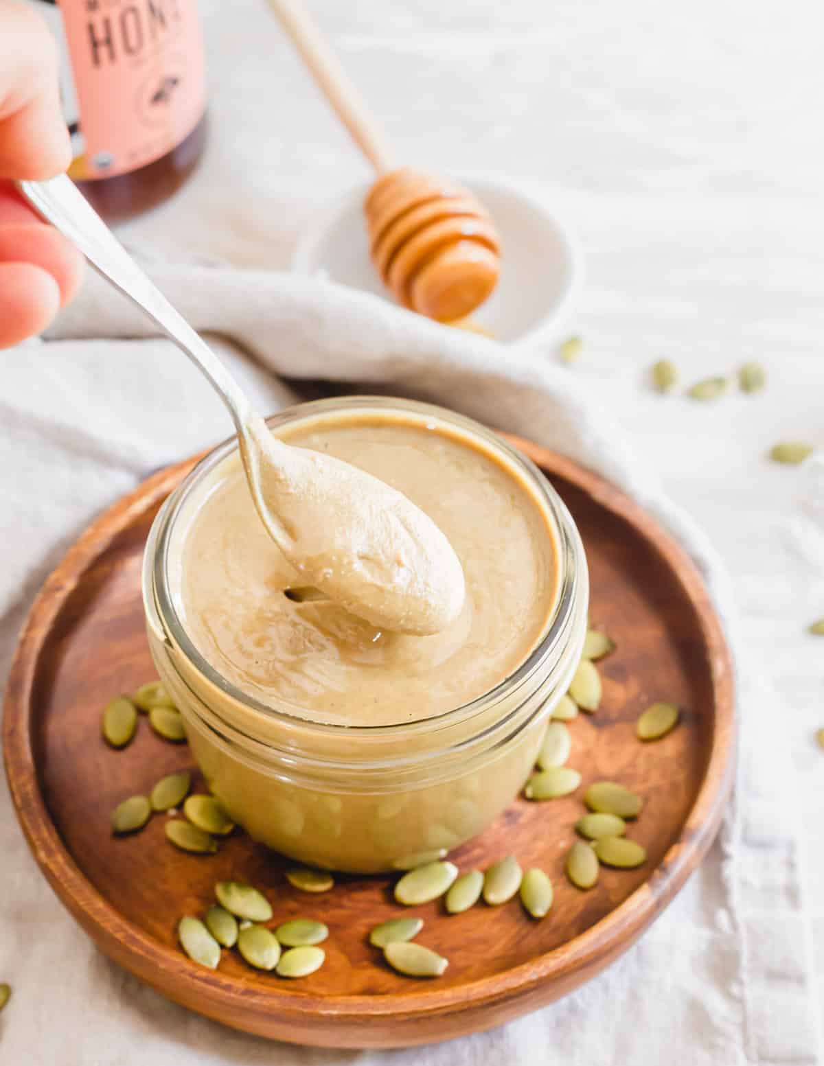 Homemade pumpkin seed butter.