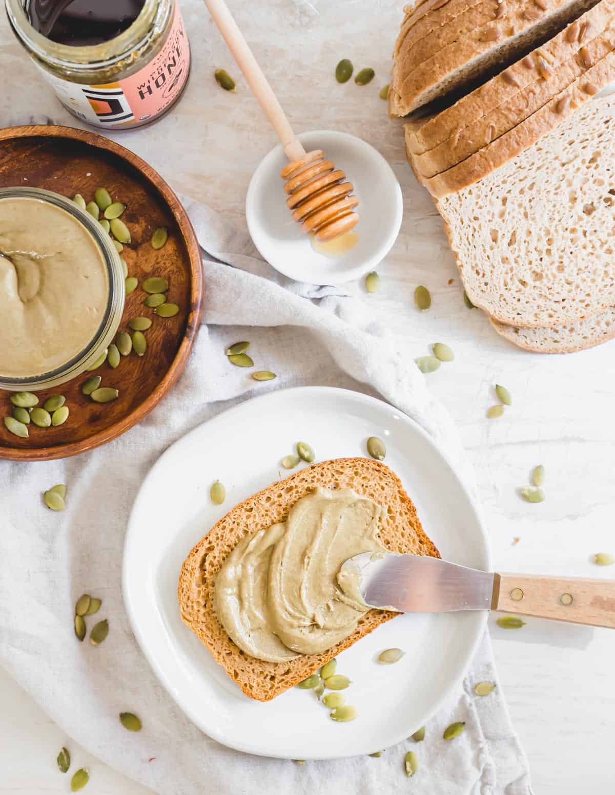 Vanilla honey pumpkin seed butter on toast.