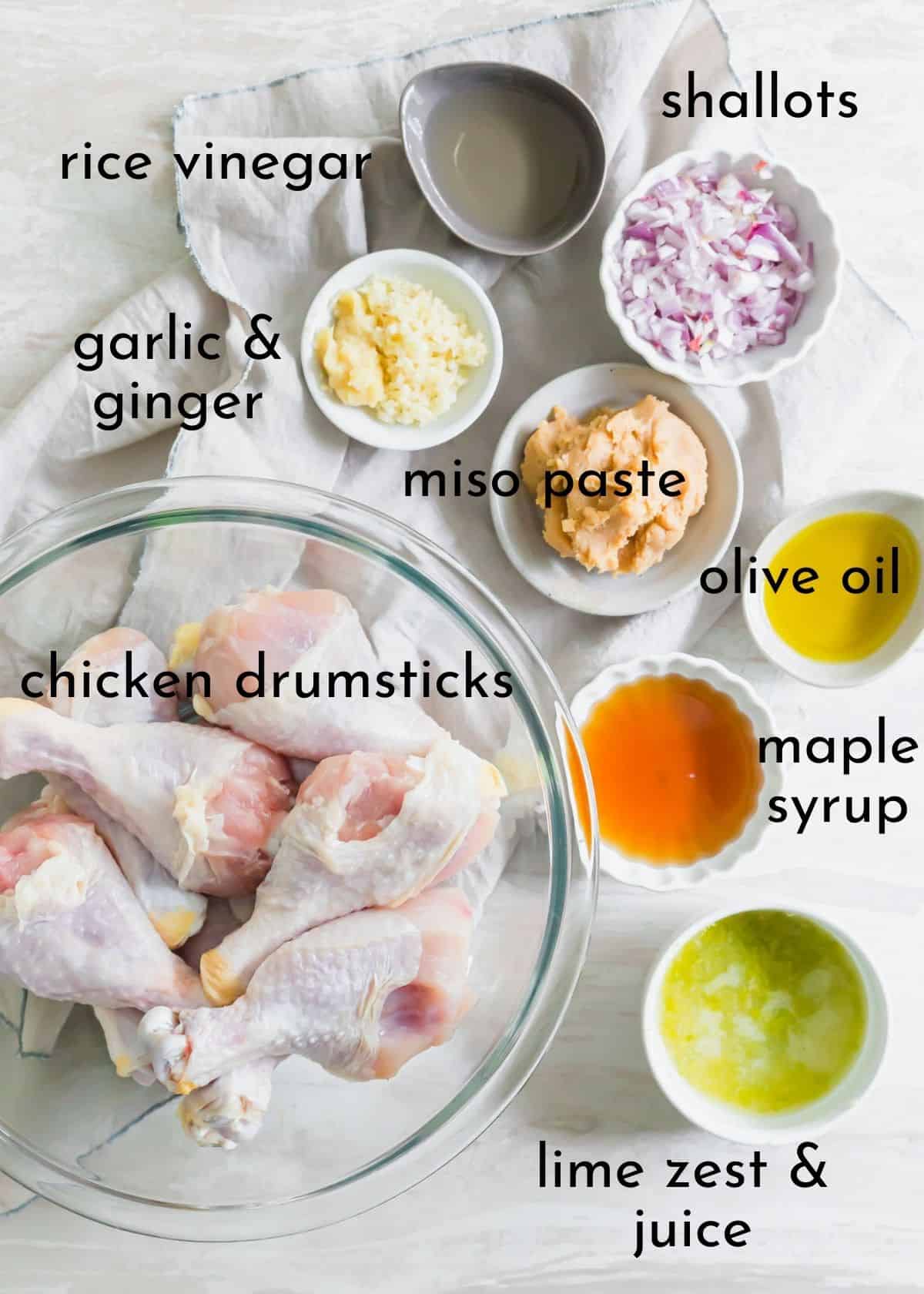 Ingredients to make maple miso chicken.