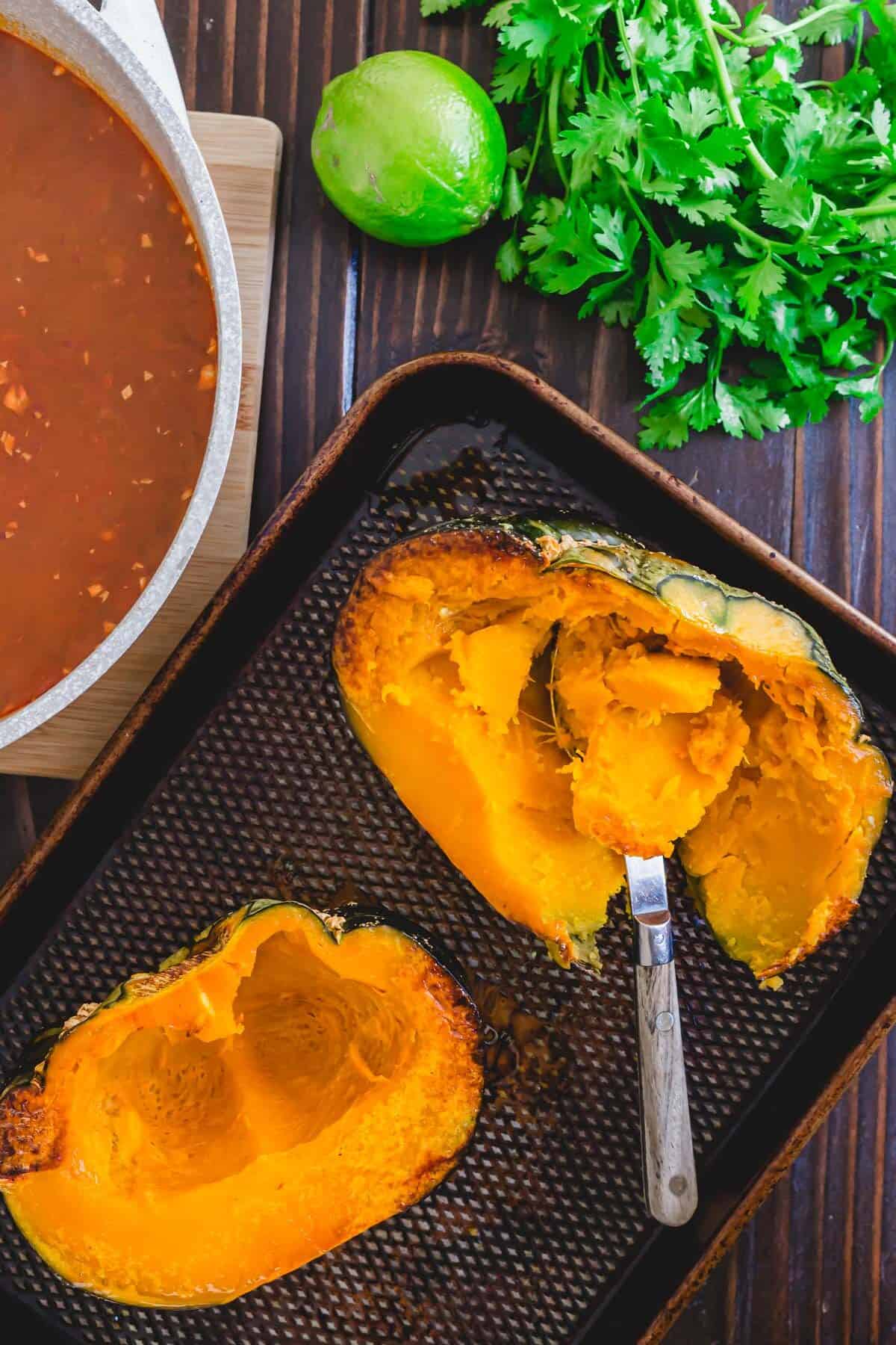 Roasted buttercup squash to make buttercup squash soup.