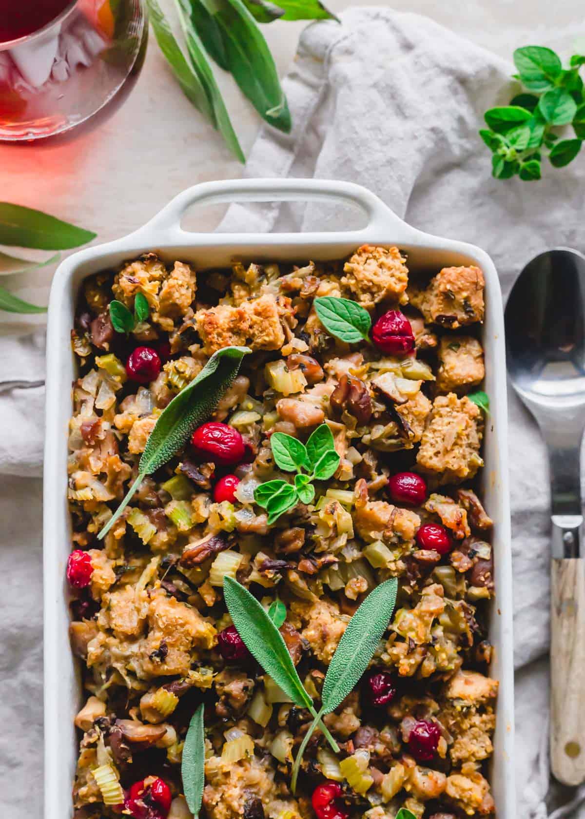 Baked cornbread chestnut stuffing.