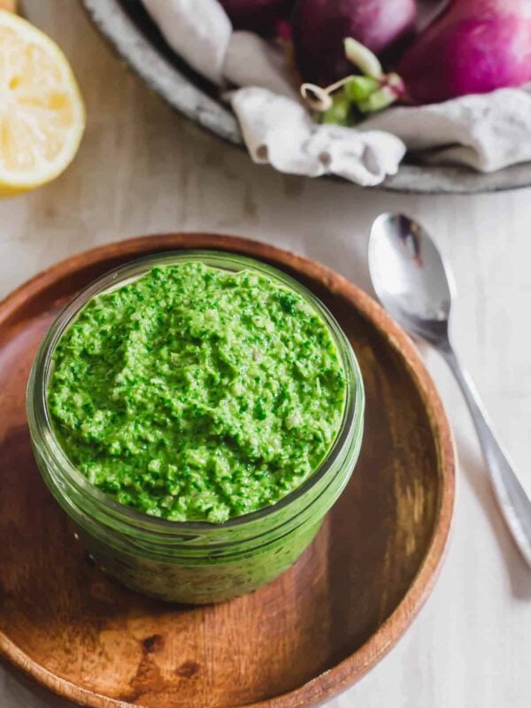 Radish greens pesto.