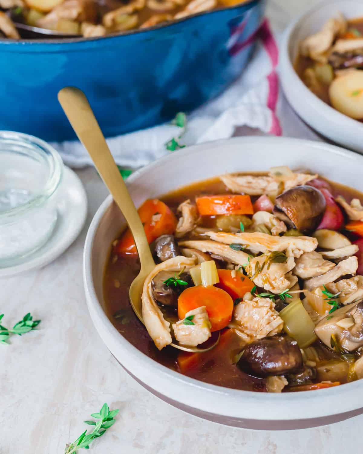 How to make turkey stew with leftover shredded turkey.