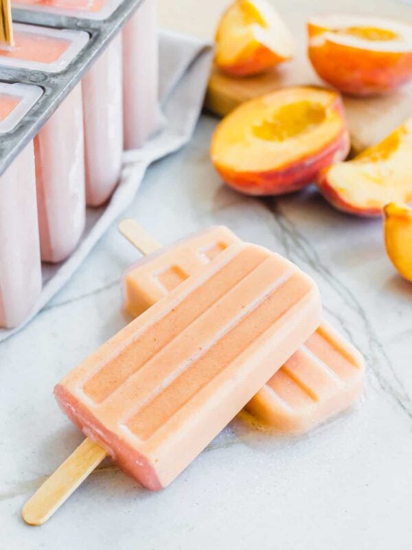 Creamy peach popsicles.