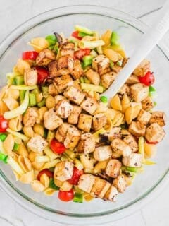Tofu pasta salad.