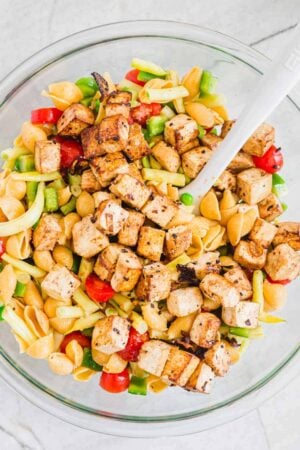 Tofu pasta salad.