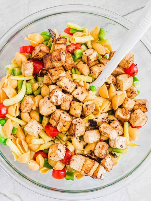 Tofu pasta salad.