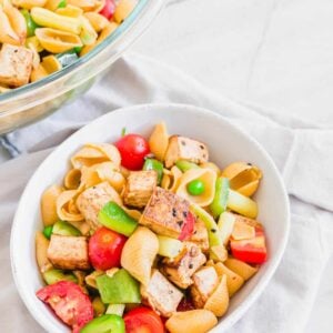 Tofu pasta salad.