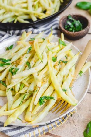 Wax beans with garlic and basil.