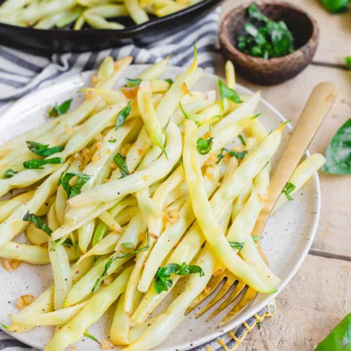 Wax beans with garlic and basil.