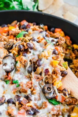 Mexican ground beef skillet recipe.