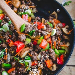 Ground beef stir fry.