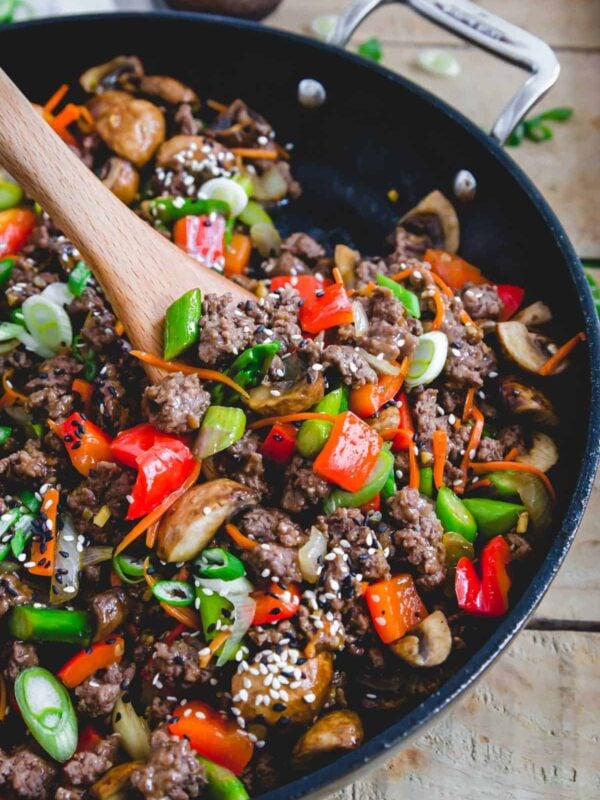 Ground beef stir fry.