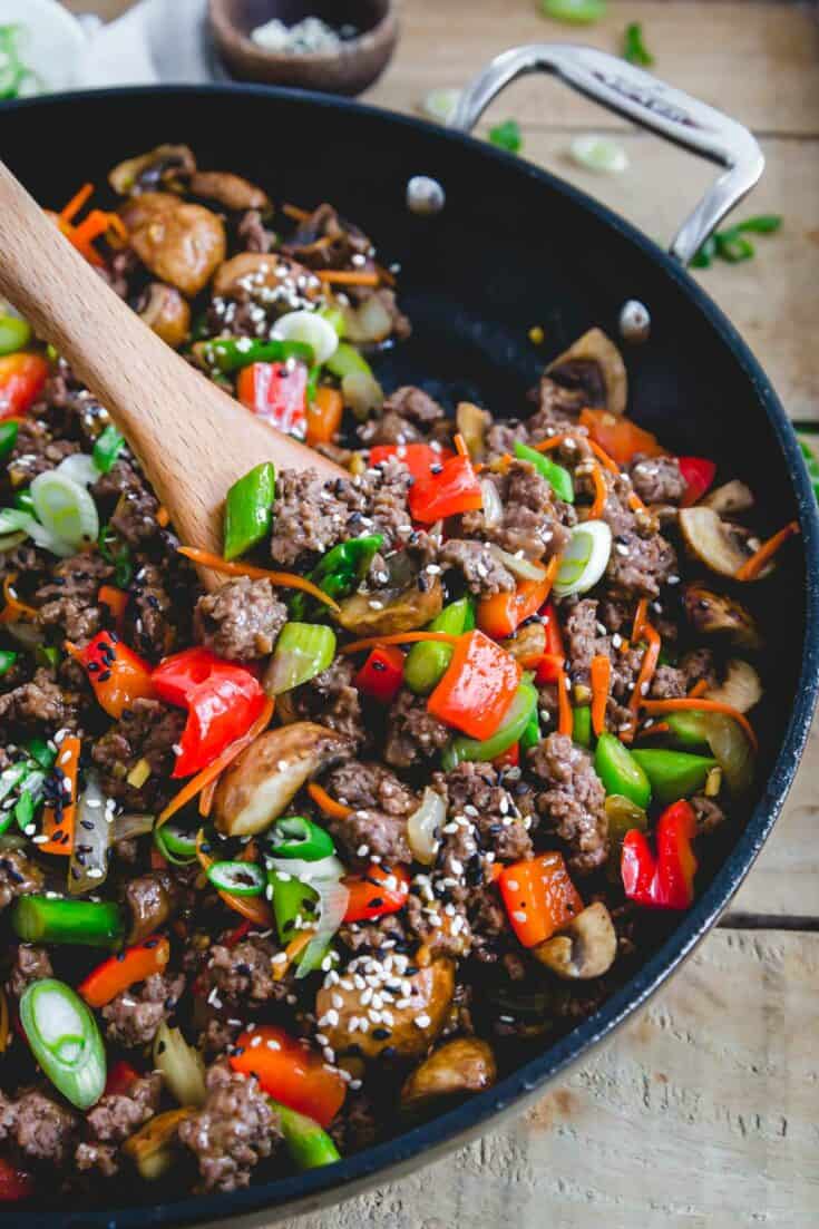 Ground Beef Stir Fry - Running to the Kitchen®