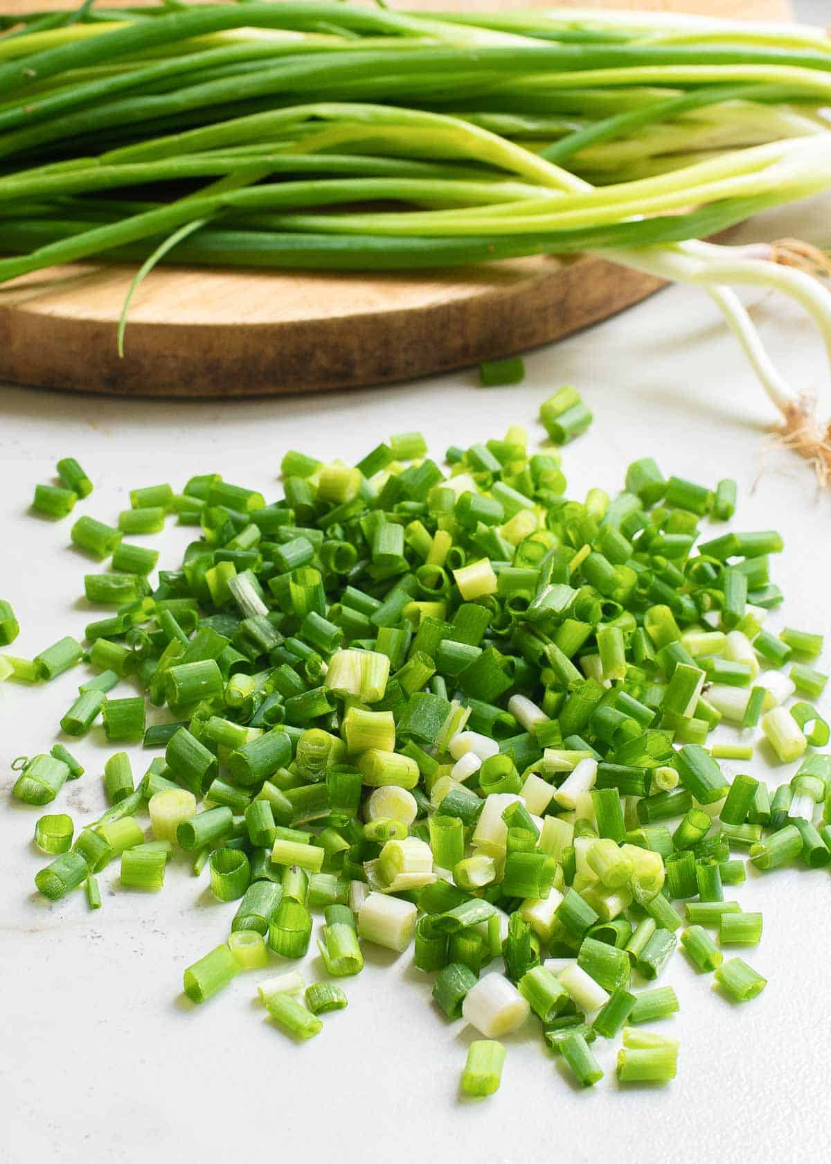 Green onions chopped into a fine dice.