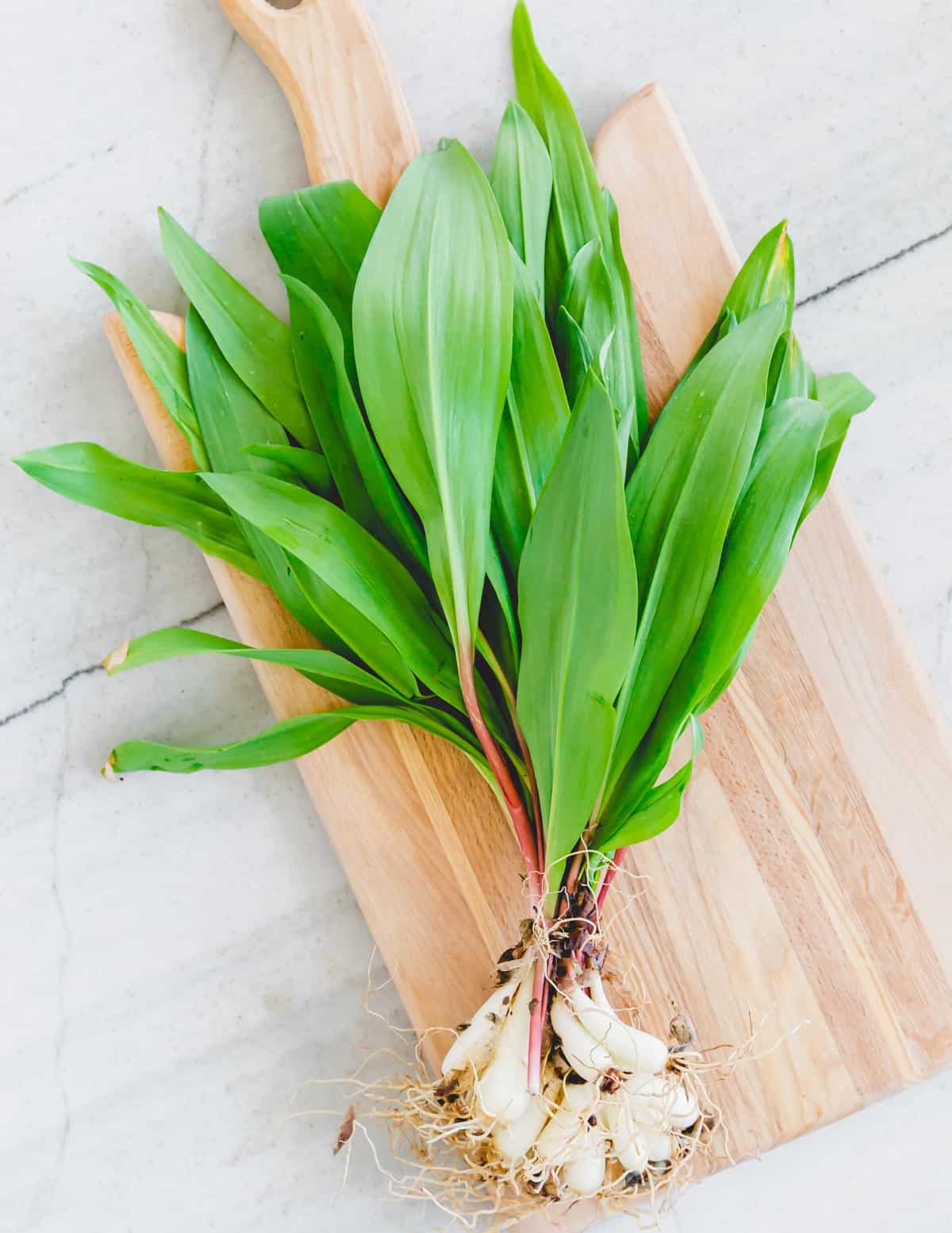 Ramps on a cutting board.