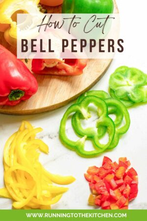 How to cut bell peppers image with text.