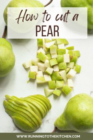 How to cut a pear pin image with text overlay.