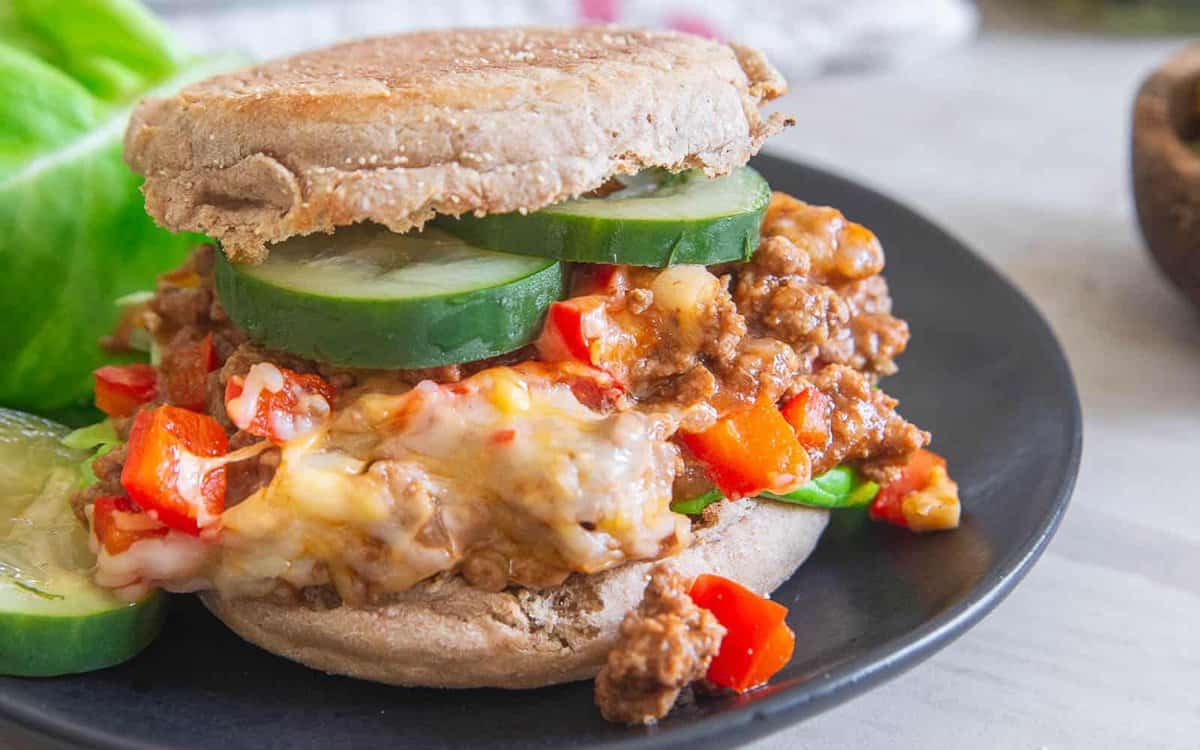 Sloppy Joe sandwiches on an English muffin.