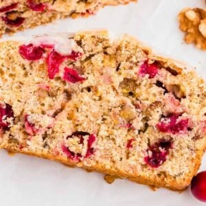 One slice of cranberry orange walnut bread.