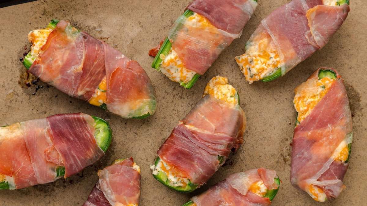 Prosciutto wrapped jalapeno poppers.