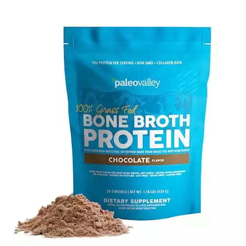 Paleovalley 100% Grass Fed Bone Broth Protein Powder - Chocolate