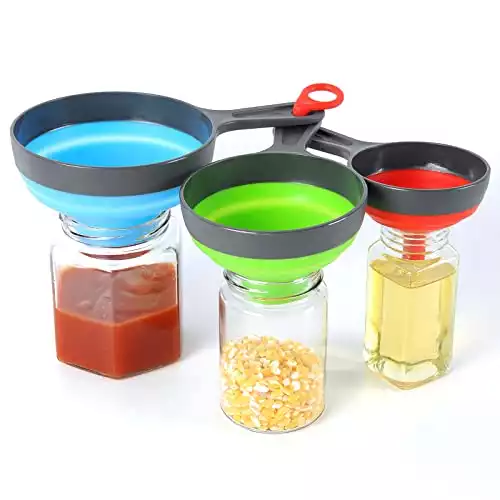 Food Grade Silicone Collapsible Kitchen Canning Funnel Set of 3