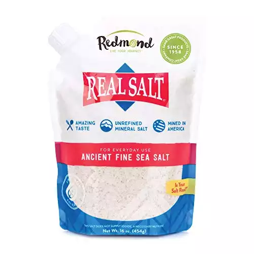 Redmond Real Salt - Ancient Fine Sea Salt, Unrefined Mineral Salt, 16 Ounce Pouch