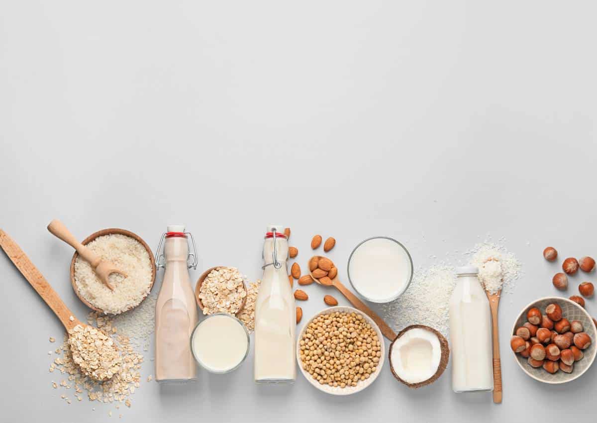 A variety of dairy products on a white background.