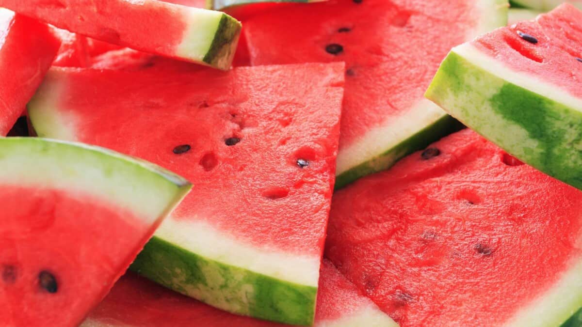 A close up of slices of watermelon.