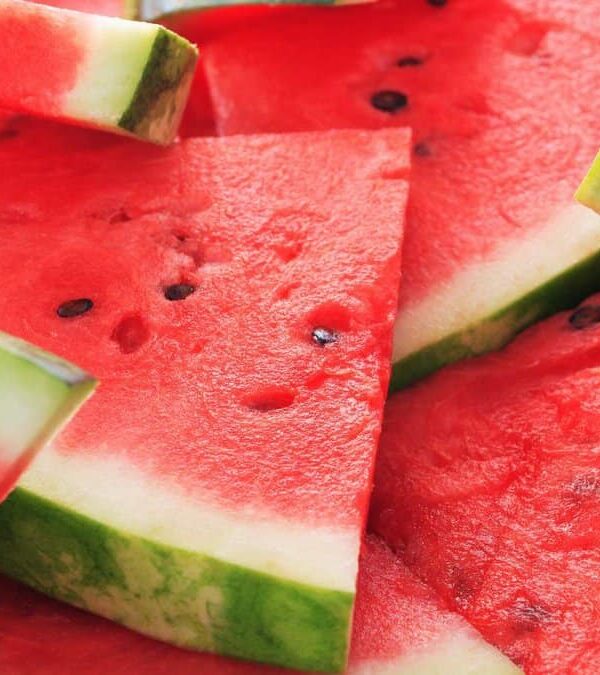 A close up of slices of watermelon.
