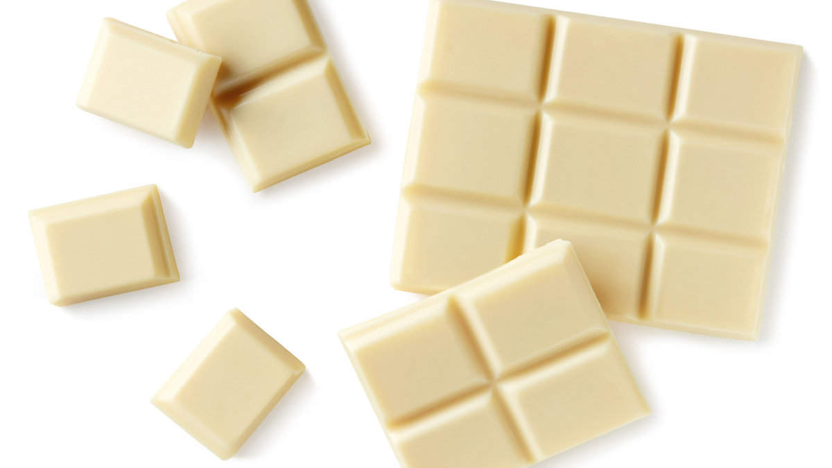 White chocolate bars on a white background.